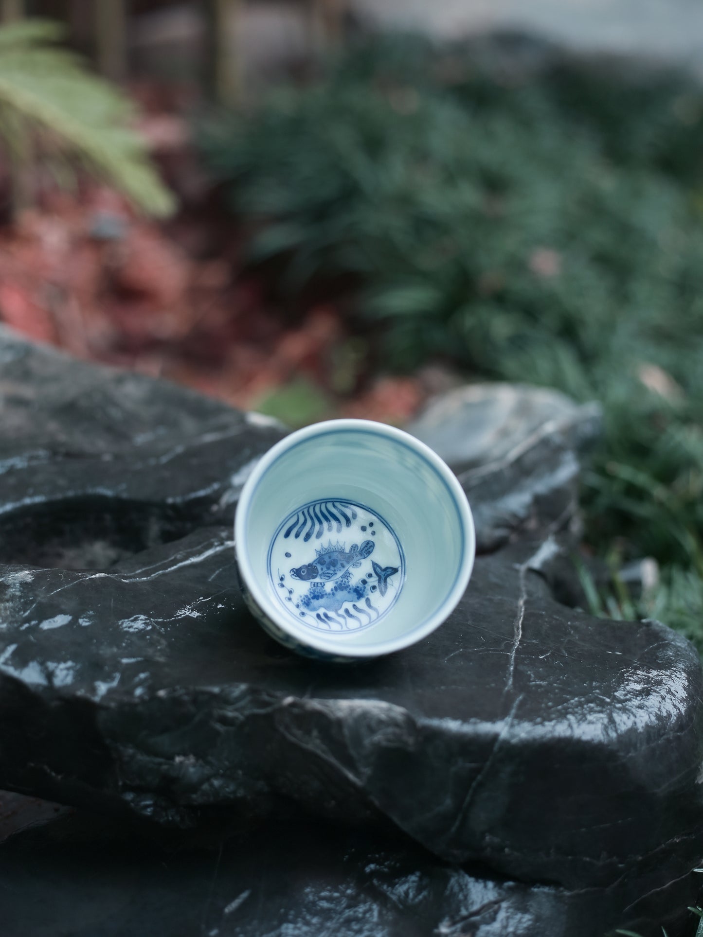 Oriday 青花陶瓷功夫茶杯｜復古釉下彩主人杯｜中式品茗杯推薦