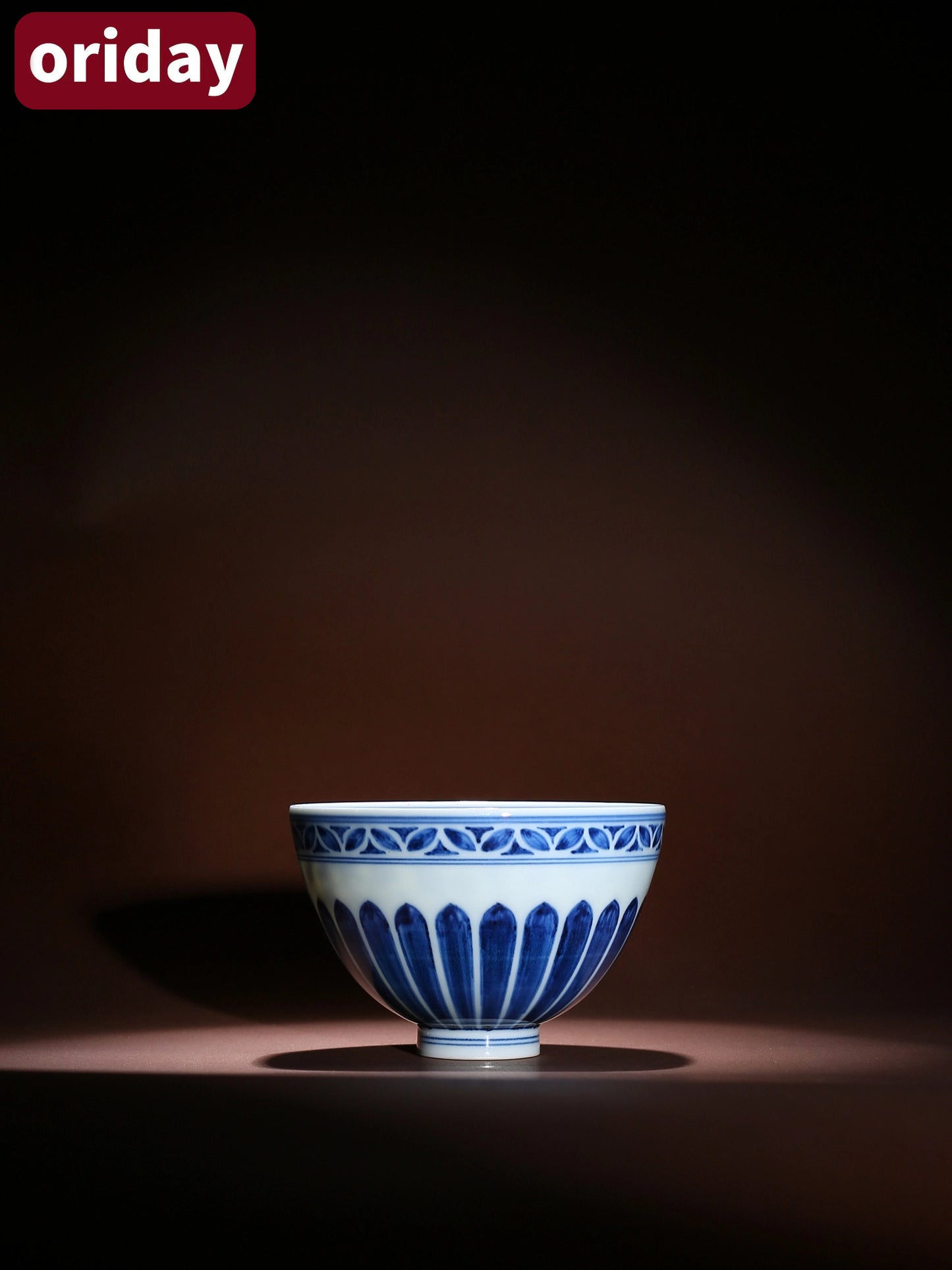 Oriday 手描き鶏心型茶杯   明・永楽時代風の菊花模様の主人杯   高級中華陶器の単杯