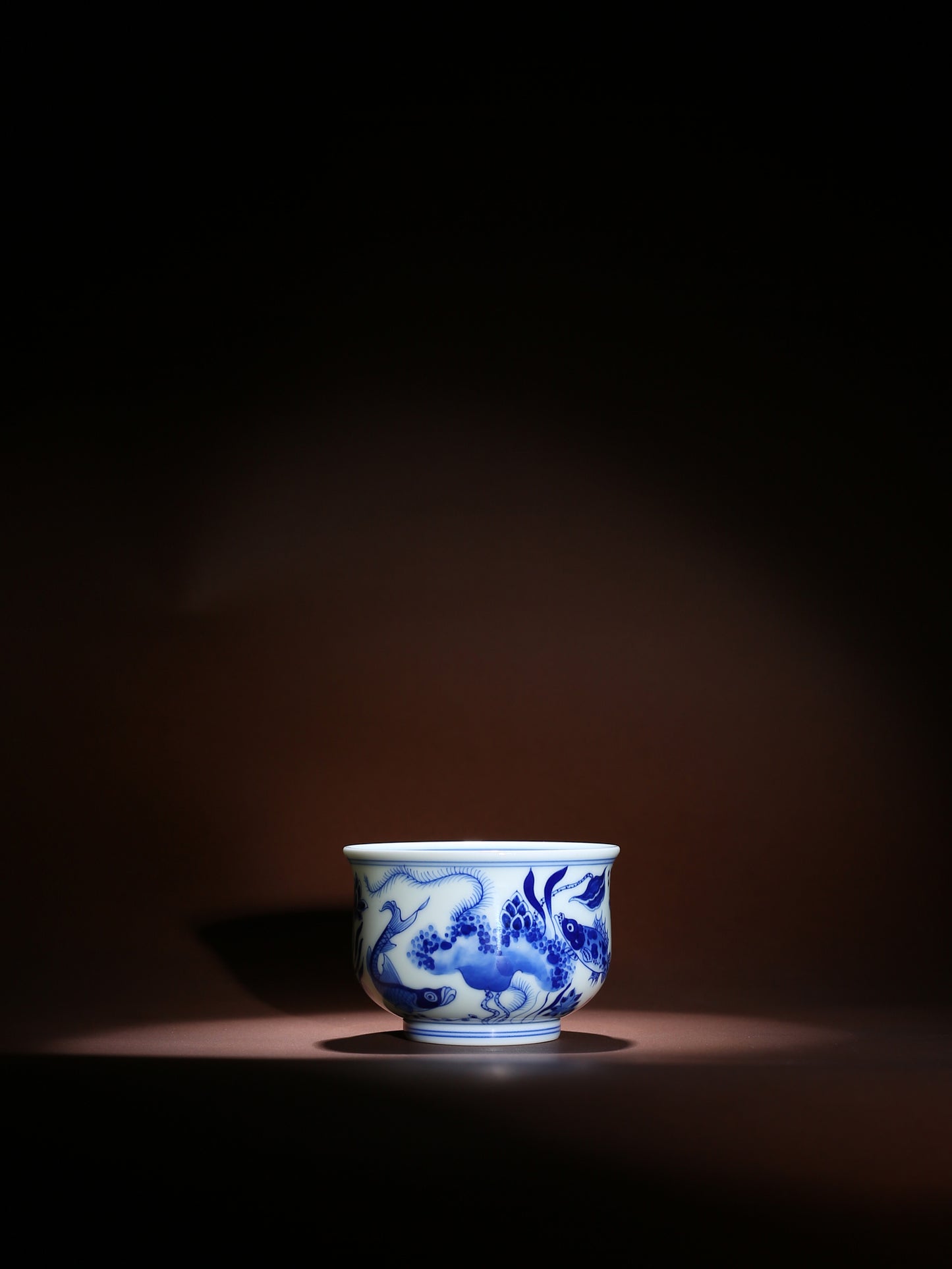 Oriday 青花陶瓷功夫茶杯｜復古釉下彩主人杯｜中式品茗杯推薦