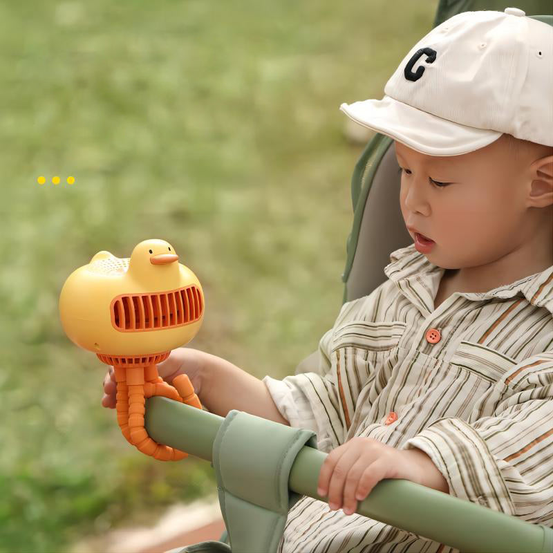 【Oriday Original】Stroller Fan｜Portable Bladeless Oscillating Design｜Silent and Finger-Safe｜Rechargeable Gentle Breeze Cooling Fan for Babies
