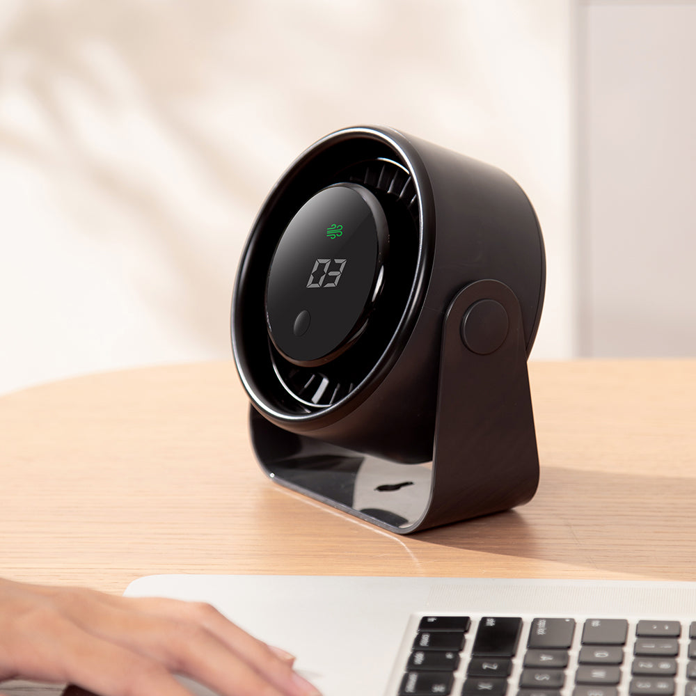 Oriday【夏のひんやり必需品】壁掛け・卓上2WAYファン | 3000mAh長持ち充電式バッテリー | ブラシレス静音＋LEDデジタル表示 | キャンプ・オフィスに最適 | アプリコット／ブラック展開
