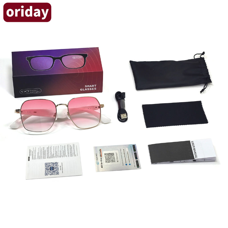 Oriday 香港大人気AI翻訳メガネ｜Bluetoothイヤホン一体型・リモート撮影対応｜ビジネス出張・旅行・運転に最適 GY200