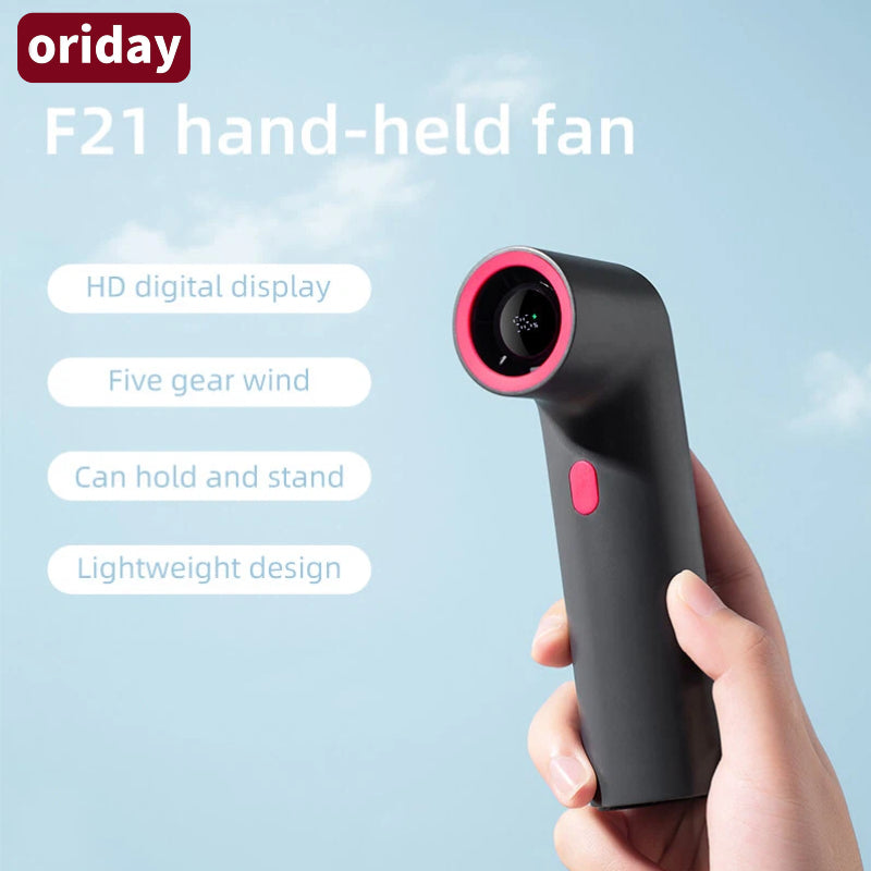 Oriday Portable Curved Tube Fan 15000 RPM Speed Display 3000mAh Large Battery One-Button Speed Adjustment Compact and Portable