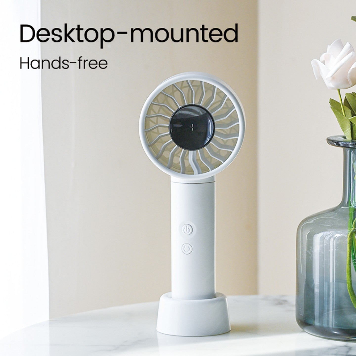 oriday迷你手提風扇｜88°廣角擺頭+渦輪大風量｜100段無級風速｜4500mAh快充電池｜輕量手持/桌面兩用｜靜音安全