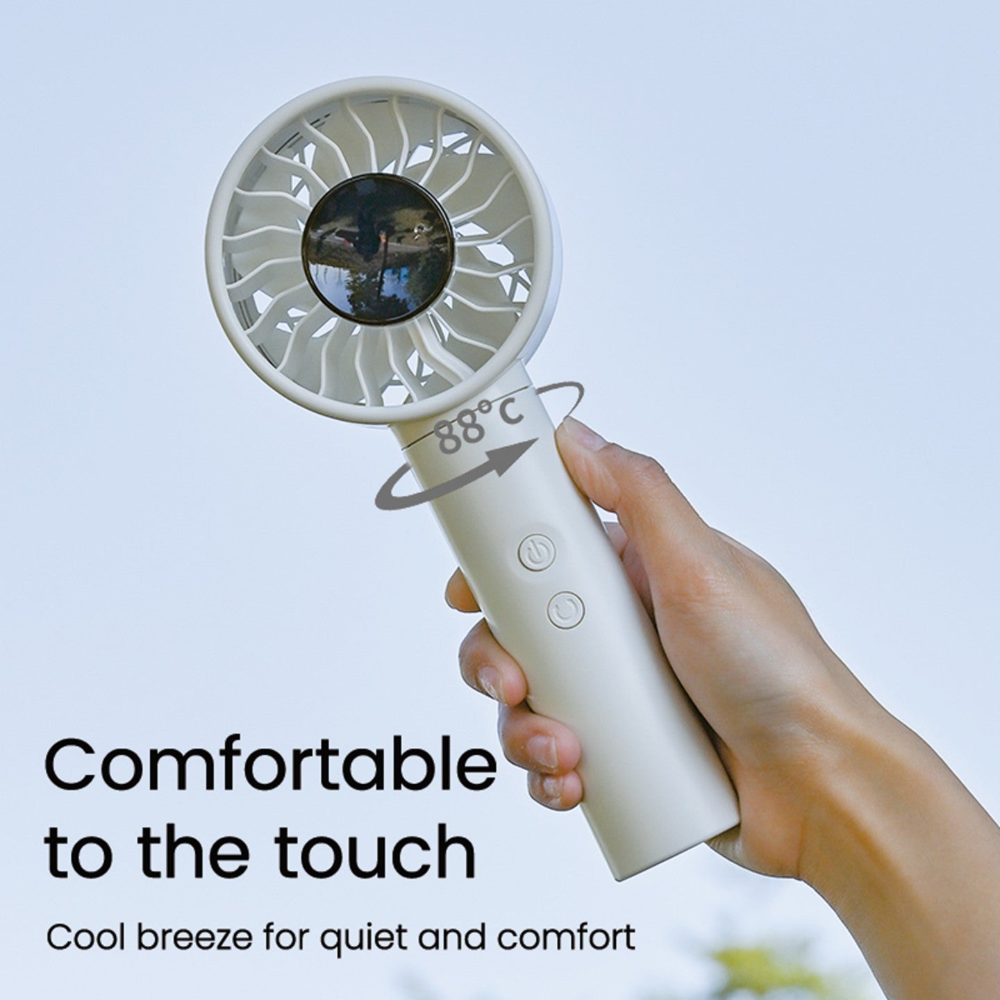 oriday迷你手提風扇｜88°廣角擺頭+渦輪大風量｜100段無級風速｜4500mAh快充電池｜輕量手持/桌面兩用｜靜音安全