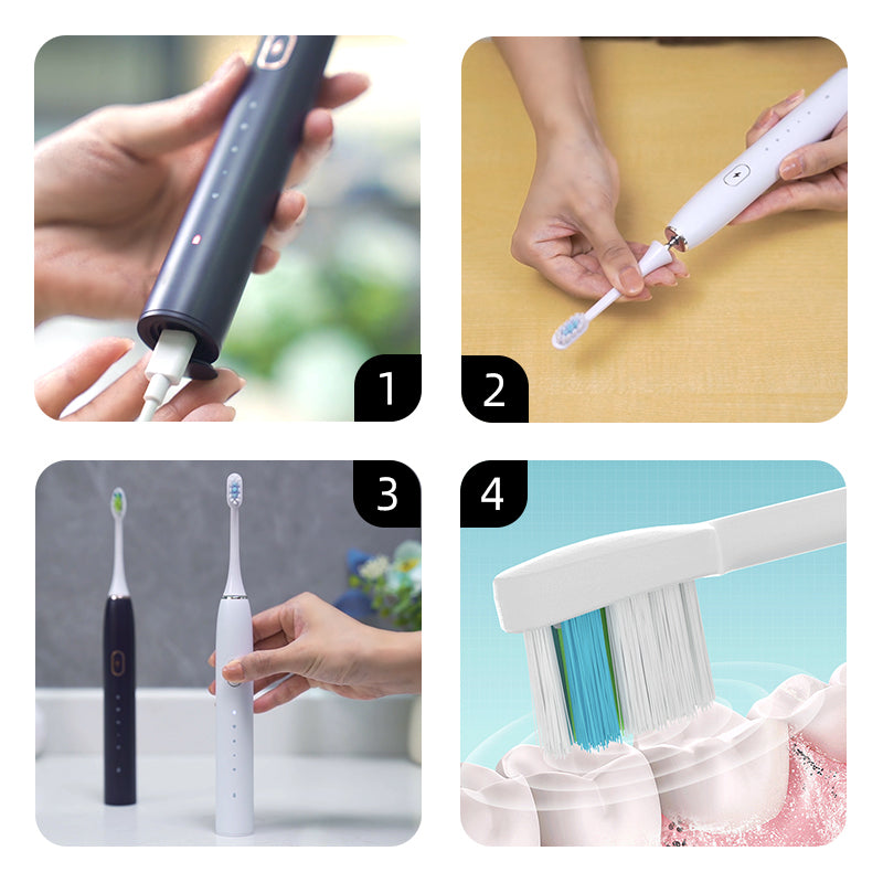 oriday New Electric Toothbrush, Wireless Charging, Adult Couple Gift Set, Men and Women Specific, Portable, Independent High-End Waterproof Soft Brush Head with 1 Replacement Head, for Home Use, Dormitory, Eastern Quality Product
