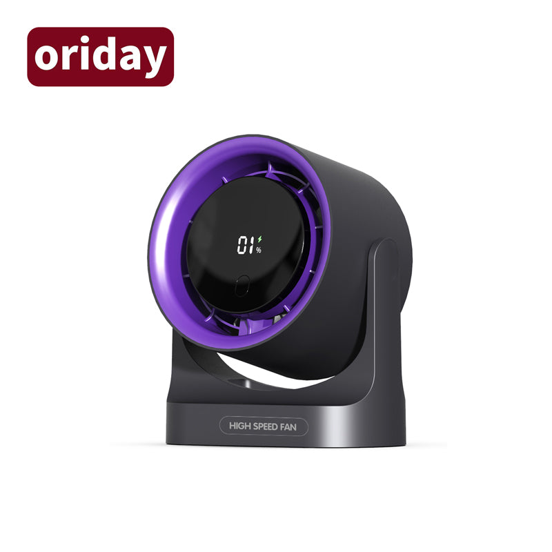 Oriday 數顯高速桌面風扇｜循環送風・超強續航・遙控定時・免打孔壁掛・宿舍／辦公室／廚房適用