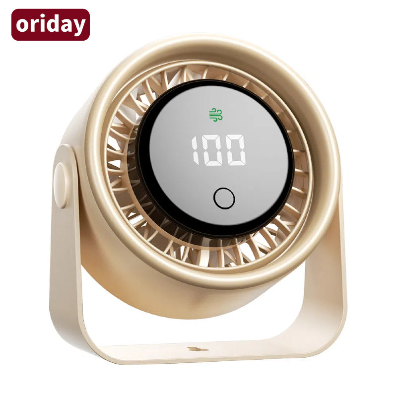 Oriday【夏のひんやり必需品】壁掛け・卓上2WAYファン | 3000mAh長持ち充電式バッテリー | ブラシレス静音＋LEDデジタル表示 | キャンプ・オフィスに最適 | アプリコット／ブラック展開
