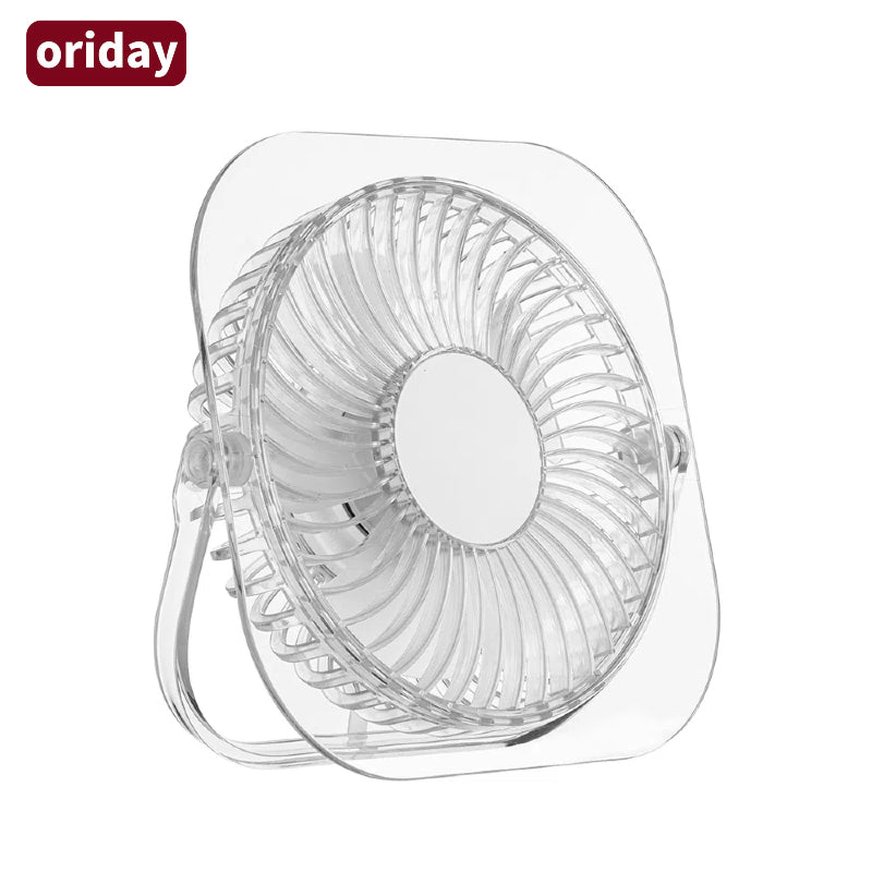 透明摺疊桌面風扇夜燈｜超薄靜音設計・學生宿舍／臥室辦公室適用・2025家用涼風小電器