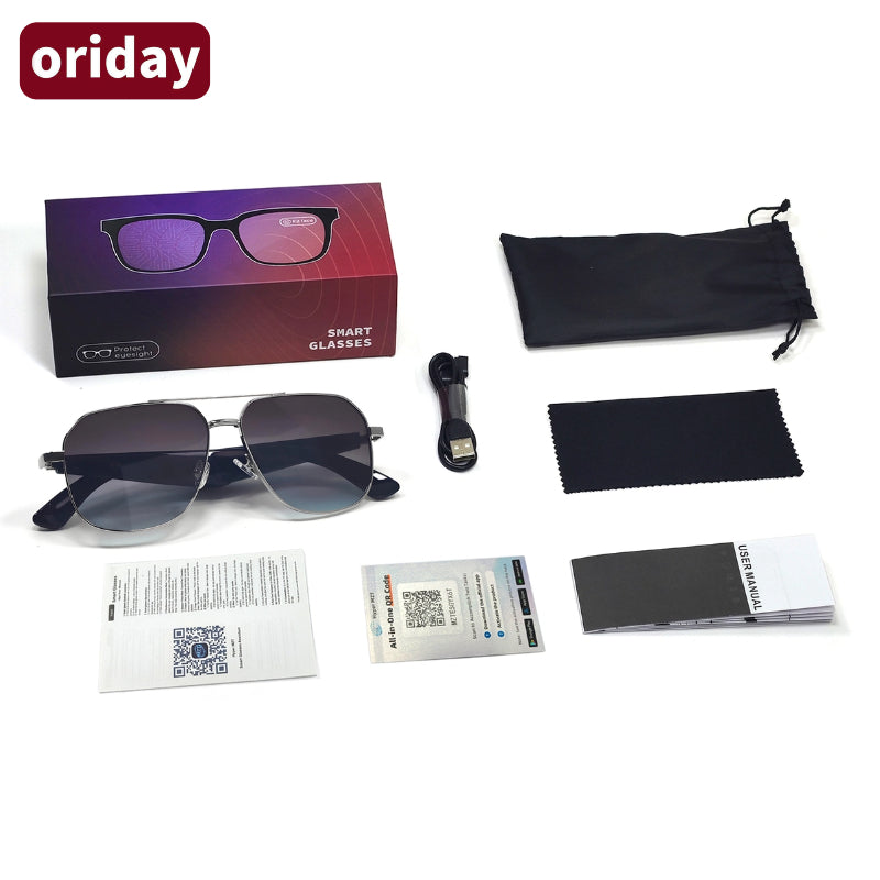 Oriday 智能AI翻譯太陽眼鏡｜防眩光偏光片 UV400防護｜音樂+通話+語音助手GY100