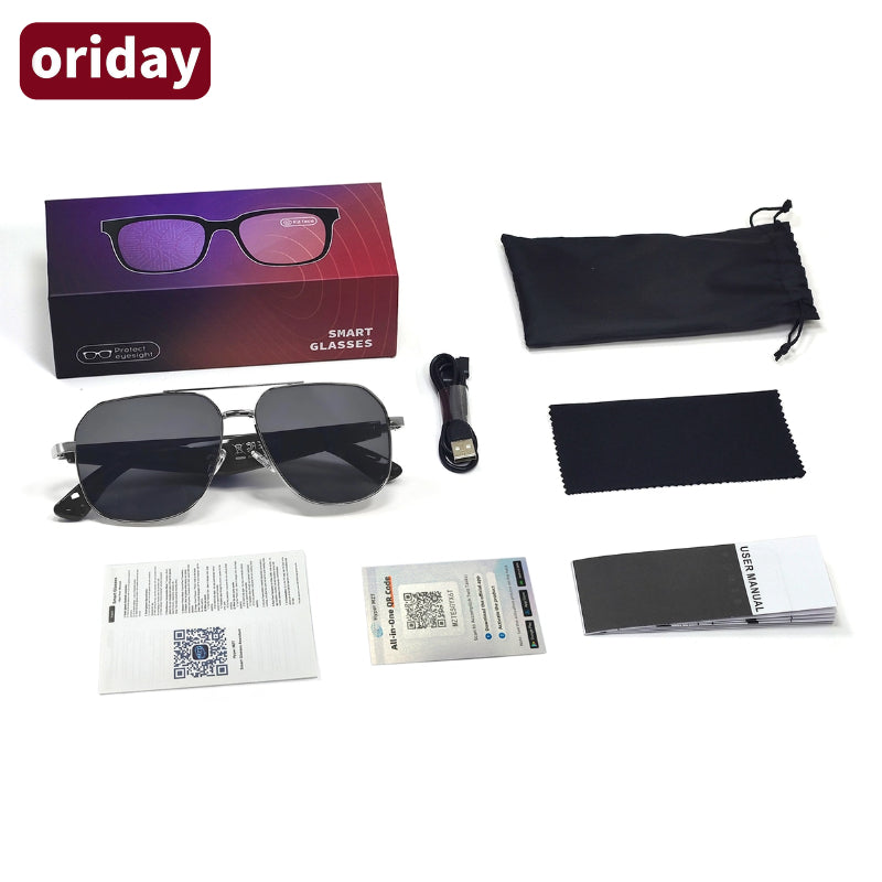 Oriday 智能AI翻譯太陽眼鏡｜防眩光偏光片 UV400防護｜音樂+通話+語音助手GY100