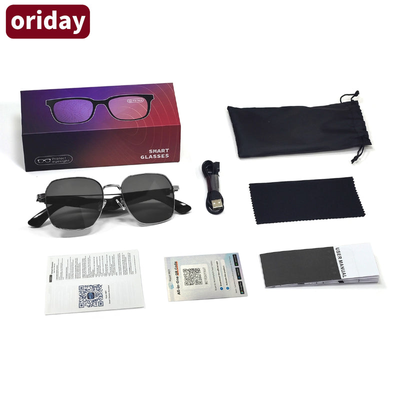 Oriday 香港大人気AI翻訳メガネ｜Bluetoothイヤホン一体型・リモート撮影対応｜ビジネス出張・旅行・運転に最適 GY200