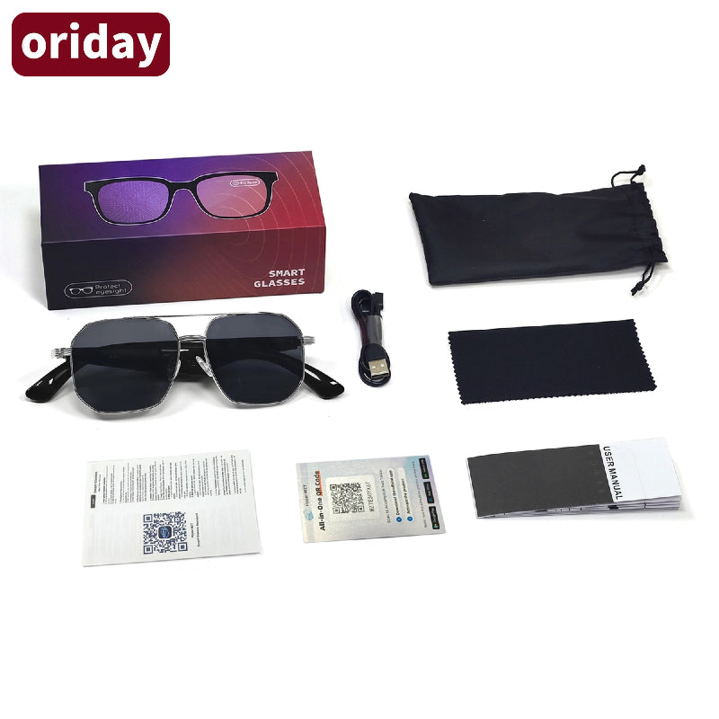 Oriday AI翻訳スマートサングラス｜UV400紫外線防止、音楽再生、Bluetooth通話｜アウトドアスポーツ必須 GY300