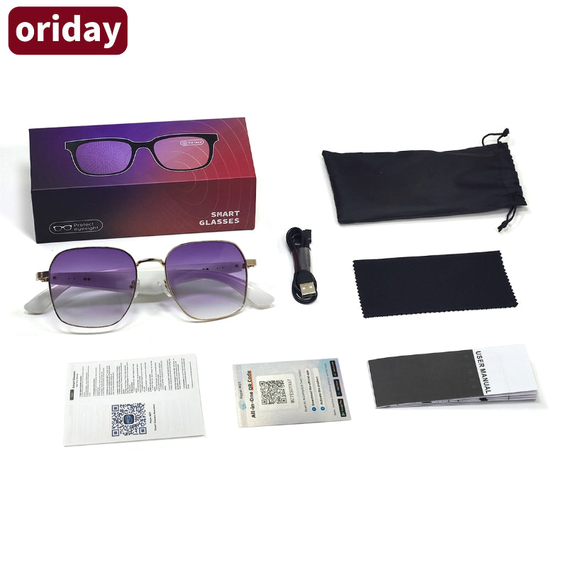 Oriday 香港大人気AI翻訳メガネ｜Bluetoothイヤホン一体型・リモート撮影対応｜ビジネス出張・旅行・運転に最適 GY200
